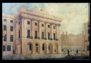 Megyei tűzoltóság a Regent Streeten, London, 1819 (toll, tinta és WC papíron) alkotó: Robert Abraham